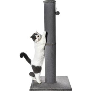 Cat Craft Cat Scratching Post Carpet Scratching Post 41" for Indoor Cats, Tall Cat Scratch Post, Carpet Cat Scratcher with Replaceable Toys, Sturdy Base, Large, Gray