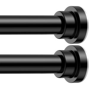Shower Curtain Rod 31-63 Inch,0.87"Diameter Adjustable Spring Tension Curtain Rods No Drill,Matte Black Shower Tension Rod for Bathroom,Room Divider,Window,Anti-Rust Non-Slip 2-Pack