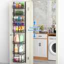 VyGrow 12.3" W Narrow Over the Door Pantry Organizer, 8-Tier Over the Door Organizer with Adjustable Basket, Pantry Door Organization for Pantry Kitchen Storage Room Spice Rack, Black