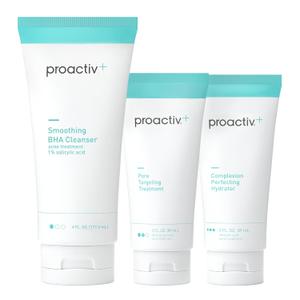Proactiv+ 3 Step Advanced Skincare Acne Treatment  Salicylic Acid Face Wash, Benzoyl Peroxide Pore Minimizing Treatment, and Salicylic Acid Hydrating Moisturizer - 90 Day Complete Acne Skin Care Kit