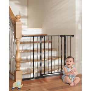 InnoTruth 28.9-45.3" Baby Gate for Stairs, 30" Tall Dog Gate for the House One-Hand Opening, Baby Essencial New Parents Puppy Door,Easy Install Dual Lock Dog Gates for Doorways, Kitchen, Bedroom,Black