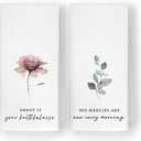 Floral Christian Kitchen Towels Set of 2, Great is Your Faithfulness Religious Bible Verse Hand Towels Tea Towels, Christian Gifts for Women, Plants Dishcloth for Home Bathroom, 16x24 Inch