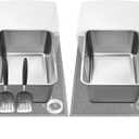 2 PCS Stainless Steel Cat Litter Box, Extra Large Metal Litter Box with Plastic Shields, Kitty Basic Litter Pan 23.6''*15.8'' with Metal Litter Scoopers, Litter Mat