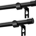 Black Curtain Rods 2 Pack, 5/8 Inch Small Curtain Rods for Windows 30 to 45 Inch Stainless Steel with Brackets Easy to Install for Bedroom Living room Bathroom Kitchen