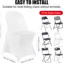 Stretch Spandex Chair Covers - White 50 PCS, Folding Kitchen Chairs Cover, Universal Washable Slipcovers Protector, Removable Chair Seat Covers, for Wedding Party Dining Room Banquet Event