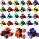 Hiboom 24 Pcs Friction Powered Mini Monster Trucks for Boys and Girls, Pull Back Vehicle Push and Go Toy Car 360 Rotating Stunt Car for Birthday Decoration Christmas Party Gifts