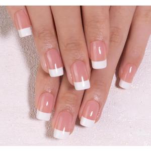 CurvLife Soft Gel Press on Nail, French Fake Nails with Design Full Cover for Women Reusable Nail Kit with Nail Glue Adhesive Tabs Nail File