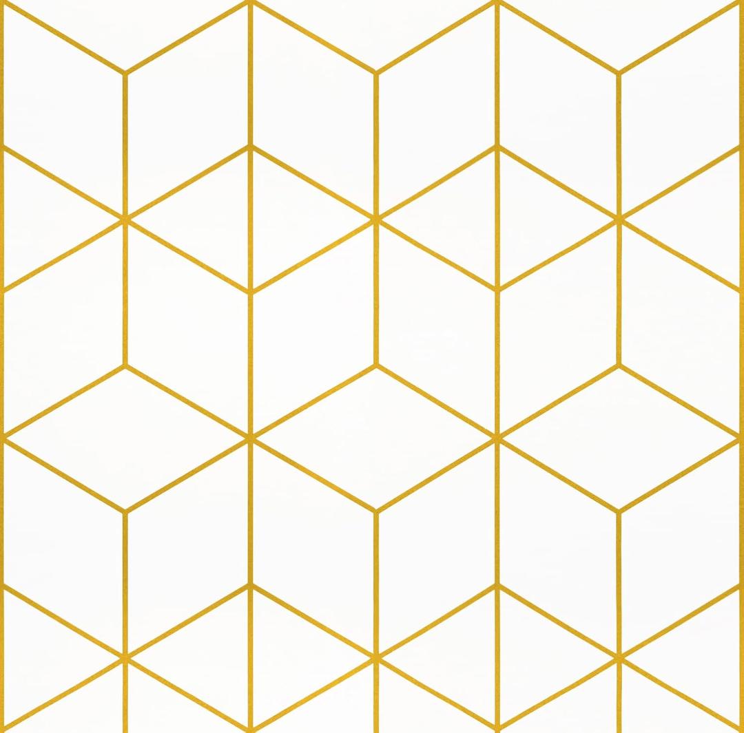 Safiyya Contact Paper Gold White Wallpaper Geometric Peel and Stick Wallpaper Removable Wall Paper for Bedroom Vinyl Rolls 78.7"x17.3"