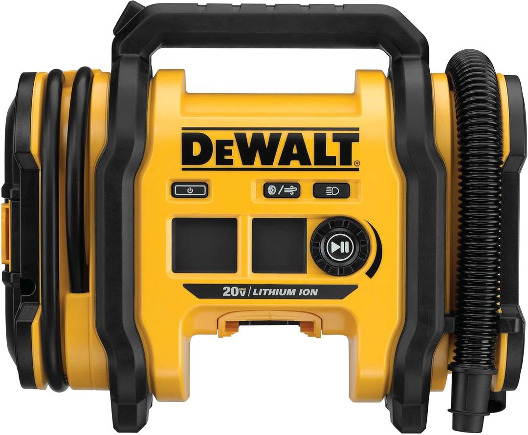 DEWALT Tire Inflator Portable Air Compressor 20V MAX, Car Air Pump with Automatic Shut Off, LED Light, Tool Only (DCC020IB)