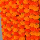 5 PC - 5 feet Marigold Garland |Indian/American Wedding Party Mantle Decoration, Faux Garlands Wedding Garland, Diwali Decoration, Spring Bush Floral! (Light Yellow and Dark Yellow)