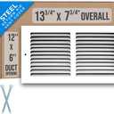Fits 12x6 Duct Opening | Steel Return Air Grille by Handua | Vent Cover Grill for Sidewall and Ceiling | White | HVAC Cold Air Intake Grille | Outer Dimensions: 13.75"W X 7.75"