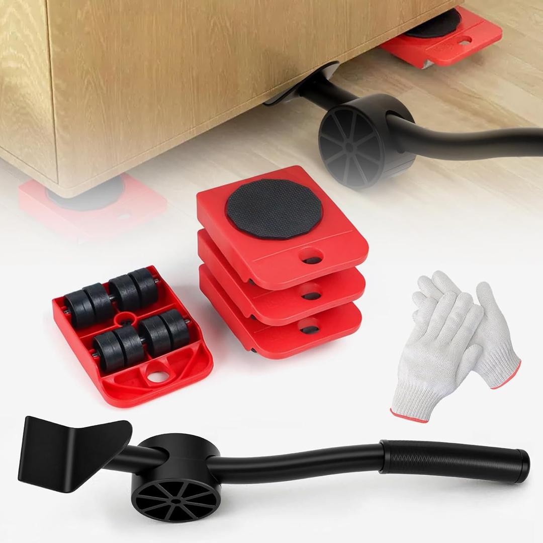 Furniture Appliance Lift Mover Tool Set, Furniture Lifter Kit with 4 Slider for Moving, 330 Lbs Load Capacity, Carbon Steel, Moving Gliders for Sofa Fridge Washing Machine