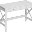 ChooChoo Computer Desk Study for Home Office, Modern Simple 40 Inches Desk with Drawers, Makeup Vanity Console Table, White