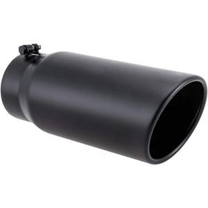 LCGP 5" Inlet Exhaust Tip, 6" Outlet 15" Long Bolt On Stainless Steel Diesel Exhaust Tailpipe Black