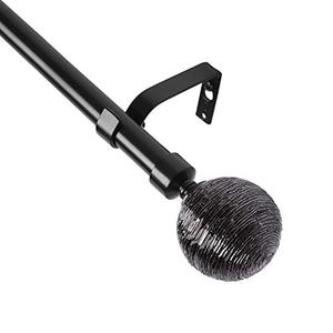 Standard Decorative Curtain Rod Set with Round Ball Finials, 3/4 Inch Diameter Decorative Window Curtain Rod ,28 to 48 Inch,Black Standard Decorative Curtain Rod Set with Round Ball Finials, 3/4 Inch Diameter Decorative Window Curtain Rod ,28 to 48 Inch,Black
