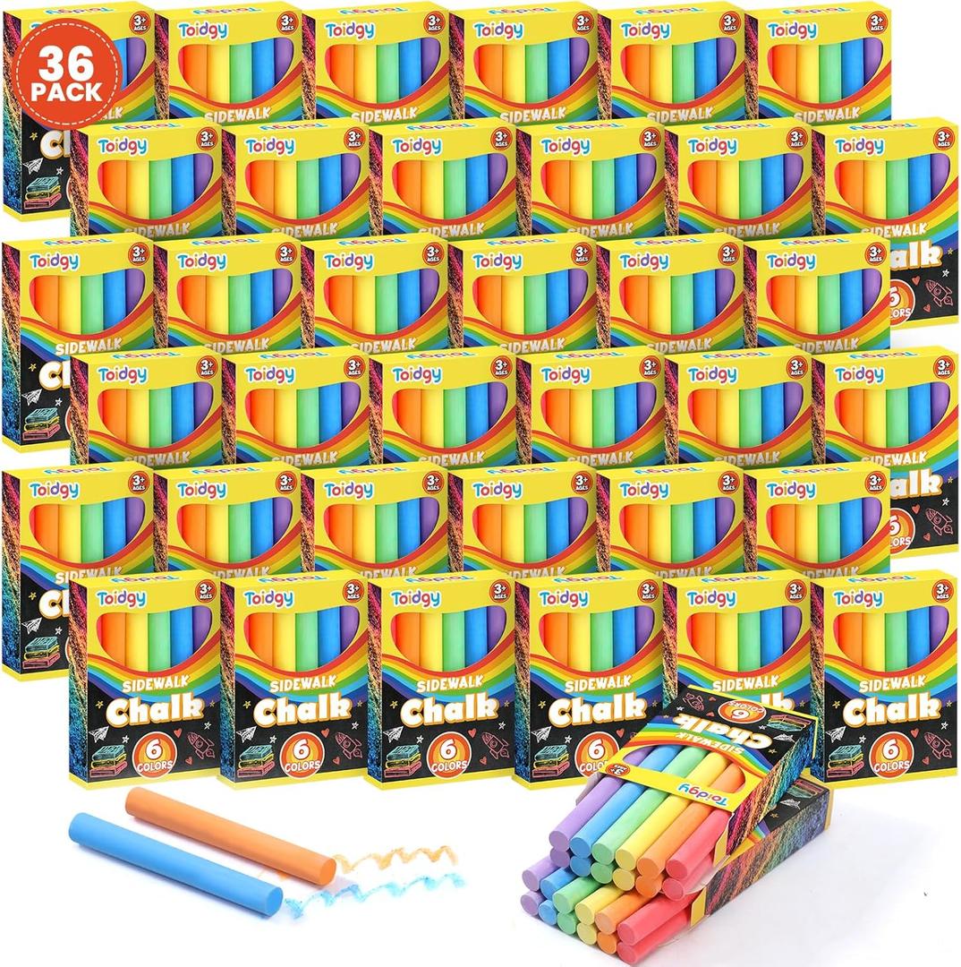 Toidgy 432 Count Mini Chalk Set for Kids (36 Boxes), Nontoxic Sidewalk Chalk Bulk for Kids, Sidewalk Chalks Party Favors for Boys and Girls, Art Classroom Prizes Supplies, Goodie Bag Fillers