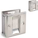 HOMOTEK 2 Pack Privacy Pocket Door Pull - No Switch Plate, Quick & Easy Replace, 2-3/4'x2-1/2', for 1-3/8' Door Thickness, Brushed Nickel