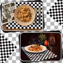 Lincia 100 Pcs Checkered Paper Placemats Birthday Party Supplies Disposable Placemats for Kids Baby Shower Men Party Decorations Favors 11 x 17 Inch(Black, White)