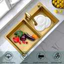 Gold Double Bowl Kitchen Sink, 31.5" 17.7" Stainless Steel Nano-Coated, Double Basin Sink, Drop-In Undermount, With Gold Sink Stopper Drain Strainer
