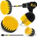 Holikme 4 Pack Drill Brush Attachments Set, Power Scrubber with Extend Long AttachmentCleaning Supplies for Bathtub, Shower, Grout, Tile(Yellow)
