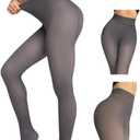 CHICME Womens Thick Fleece Lined Transparent Tights High Waist Elasticity Thermal Pantyhose Faux Sheer Warm Leggings (One Size (40f-60f))
