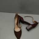 mysoft Women's Pointed Toe Low Chunky Heels Closed Toe Ankle Strap Dress Pump Shoes - 9.5, Brown Suede