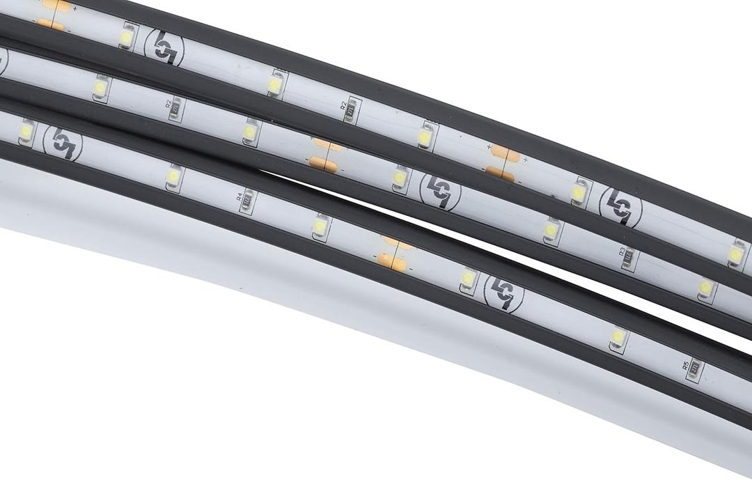 Solera RV Awning Fabric White LED Light Kit with Switch and Plate for 10-15 Awnings, Cut-to-fit, Flexible Black Plastic Strip with Lights, Integrated Cord, Visible Extended or Retracted - 674282