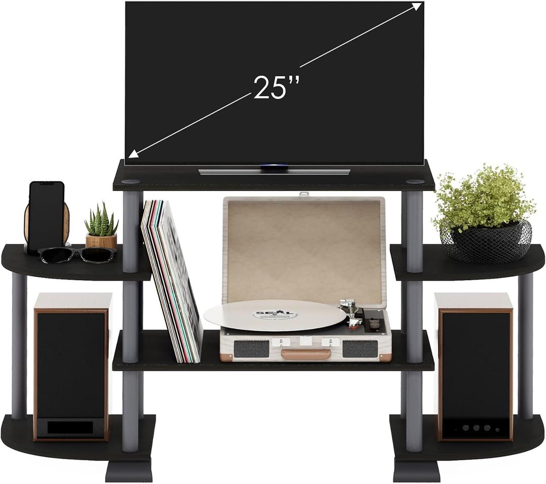 Furinno Turn-N-Tube Rounded Corner TV Entertainment Center, Black/Grey, Standard
