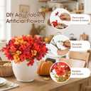 Artificial Fall Mums Flowers Plants for Outdoor Decoration, 12 Bundles Faux Fake Silk Orange UV Resistant Look Real for Autumn Front Door Porch Planter Patio Garden Home Decor (12Pcs Orange Hydrangea)