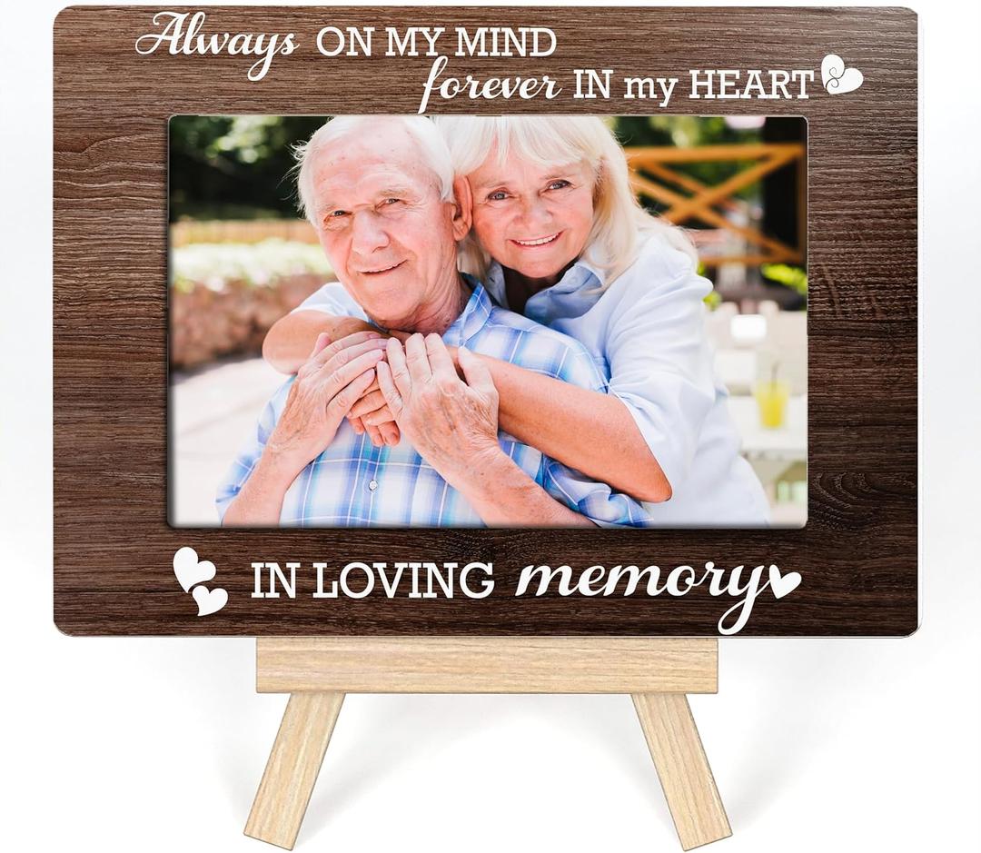 Ycyfckdr In Memory of Loved One Gifts, Memorial Picture Frame, Gifts for Loss of Loved One, Memorial Wooden Keepsake Plaque, Tabletop Picture Frame With Easel (A58)