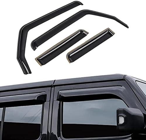 AUXMART Window Rain Guards for Jeep Wrangler JL/Gladiator JT 2018 2019 2020 2021 4-Door, in-Channel Side Window Deflectors Window Vent Visors (Not for JK, 4-Piece)