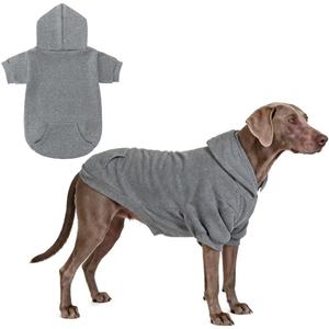 KOOLTAIL Dog Hoodie for Large Medium Small Dogs, Soft and Warm Pet Sweater with Leash Hole and Pocket Boy Girl, Puppy Fall Winter Jacket Clothes, French Pitbull Cold Weather Coat Sweatshirt, Grey L