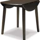 Signature Design by Ashley Hammis Round Dining Room Drop Leaf Table, Seats up to 4, Hinged Drop Leaves, Wood, 36.38" W x 36.38" D x 29.88" H, Dark Brown, 37"W x 22/36"D x 30"H