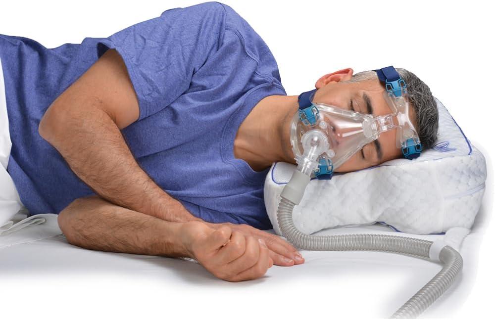 Contour CPAPMax 2-in-1 Cooling Plush CPAP Comfort Pillow - Reduce Air Leaks, Hose Tangles, Mask Discomfort & Adjust Thickness, for Side, Stomach, Back Sleepers, All Masks - Works 1st Night (Original)