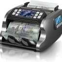 MUNBYN IMC22 Money Counter Machine Mixed Denomination, Dual-Display, CIS/UV/IR/MG Counterfeit Detection Bill Counter, USD, MXN, EUR, CAD Cash Counter for Business, Merchant, 2Y Protect (Black)