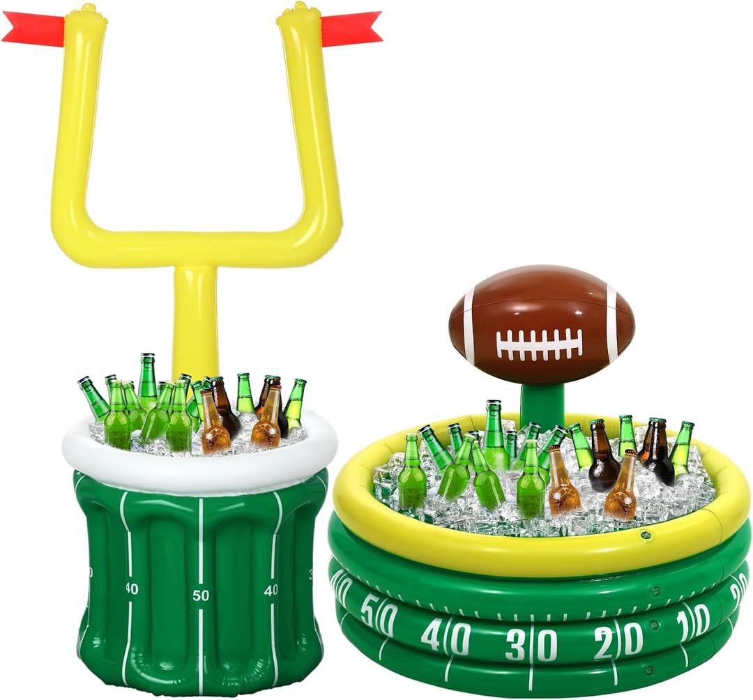 Bencailor 2 Pcs Inflatable Football Cooler for Parties Blow up Drink Rugby Cooler Party Decorations Football Party Supplies Inflatable Ice Bucket for Game Day Picnic Beer
