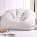 Bean Bag Sofa Cover(Only Cover) Faux Leather Home Leisure Single Couch Bean Kids Adults Beanbag Chair Lazy Armchair Couch Floor Seating Living Room Furniture(White,One seat)
