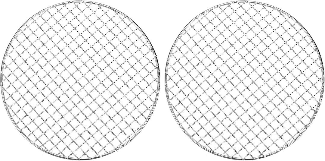 M METERXITY 2-Pack Cooling Rack, 10" Round Stainless Steel Baking Rack for BBQ/Cooking/Roasting/Grilling/Steaming/Drying, Wire Cooling Rack for Baking [Silver]