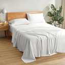 SLEEP ZONE 4 Pieces Bed Sheets and Pillowcase Set for Adults, Deep Pocket with Fitted Sheet, Flat Sheet, 2 Pillowcases, Breathable & Skin-Friendly Sheet Set for Bedroom (White, California King)