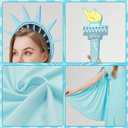 4 PCS Lady Liberty Costume Womens Statue of Liberty Outfit with Accessories for Halloween Cosplay Party (Blue, L)