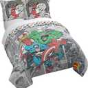 Jay Franco Duvet Cover Set  3 Piece Comforter Cover and Sham Set, Super Soft Cozy Kids Bedding (Insert Not Included) Grey - Marvel Comics, Queen