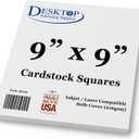 White Cardstock Squares - Square Card Stock Paper - Thick 80lb Cover - For Spin Art Refill, Scrapbooking, Invitations, & Crafts (9" x 9", 100 Pack)
