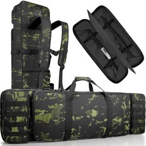 Soft Rifle Case, Double Rifle Backpack Tactical Long Gun Bag for Outdoor Hunting Shooting, Portable Shotgun Case for Firearm Storage and Transportation, Camouflage