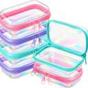 5 x Sanwuta 6 Pcs Clear Hard Zipper Case Plastic Zipper Pouches Transparent Makeup Bag Pencil Case Pouches Toiletry Diaper Bag for Travel Toy Storage Organizer Bins(Holographic,5 x 3 x 2 Inch)