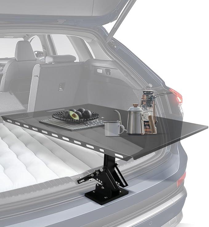 Adjustable Car Camping Table Base, Suitable for SUV & Camping Car Tailgate, Car Camping Essentials, Portable,Can be Installed with Iron Table, Wooden Table, Easy and Quick Installation (No Tabletop)
