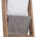 MyGift 4ft Tall Rustic Burnt Natural Wood Wall Leaning Blanket Ladder Shelf with 5 Rungs, Decorative Living Room Throw and Quilt Holder, Farmhouse Bedroom Decor