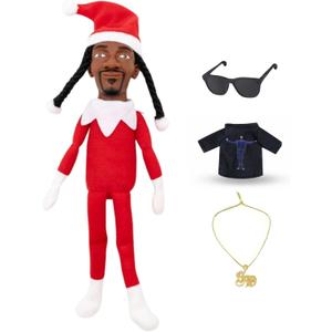 Christmas Decorative Plush Elf Figure  Handmade Hip Hop Style Holiday Ornament for Home, Party & Festival Decor (Red)