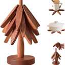 Premium Wooden Trivets Set of 3 - Auto Unfold Tree Design Hot Pot Holders & Countertop Protectors | Walnut Wood
