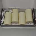 PChero Rechargeable Flameless Candles with Remote Timer, 4 Packs 5.1" x 2.7" Outdoor Waterproof Battery Operated LED Flickering Electric Fake Pillar Candles for Lanterns Porch Patio Decor