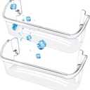 2 Pack UPGRADED 242126602 Refrigerator Door Bin Shelf Replacement for Frigidaire Electrolux Refrigerator Door Shelf Bin Bottom 2 Shelves - Side Shelf Rack Parts AP6278233 PS12364199 4547407
